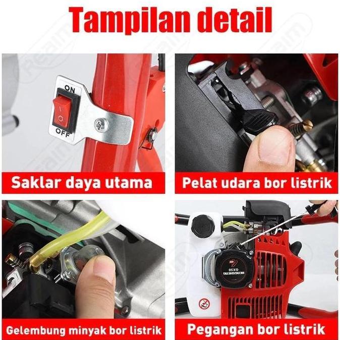 Ganilema_Seven Reaim Mesin Bor Tanah 25Cm Bensin | Earth Auger Drill Engine 2-Tak (Daya 3.5Hp & Keda