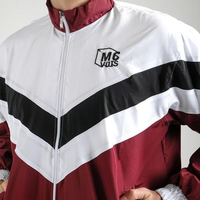Jaket Retro | Sport Jacket | Jaket Parasut Pria - Maroon Premium