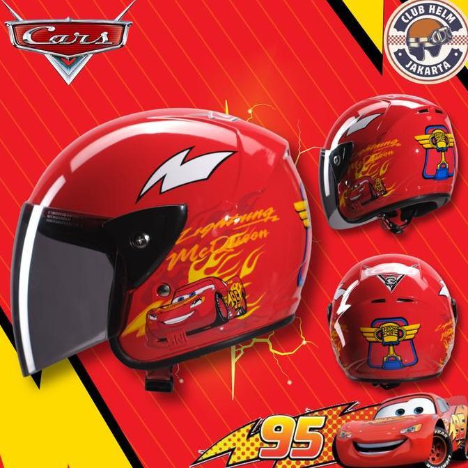 Helm Anak Junior Half Face Karakter Mobil Cars Mcqueen untuk Sepeda Motor TEG