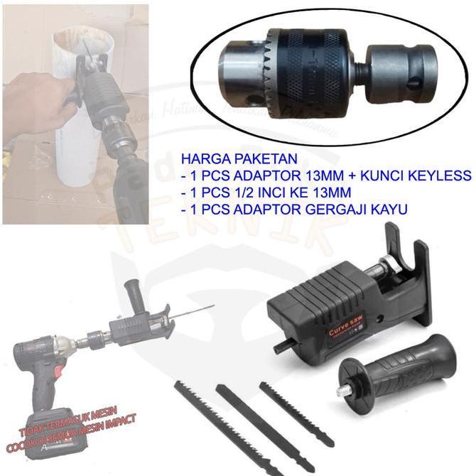 IYLBISC Adaptor Chuck Impact Sambungan Jadi Bor Recipro Elektrik Drill 10MM Paket Lengkap dengan Ada