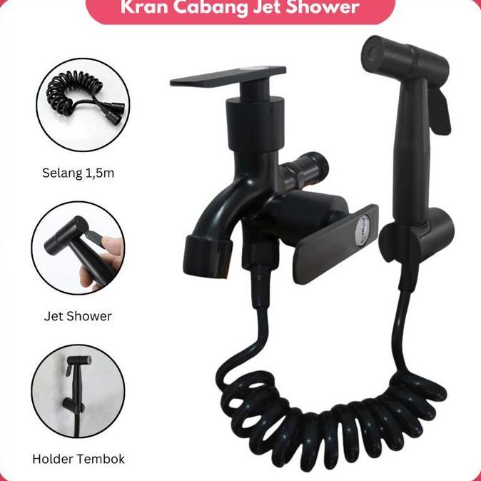 YOGSIXO 1 Set Jet Shower Kloset Kran Cabang Shower Stainless Jet Washer Toilet Kran Kepala Jet Showe