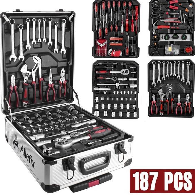REAIM Tool Kit Set Perkakas Set Kunci Set Lengkap Tool Box Set 187PCS Perkakas Lengkap dengan Box Pe