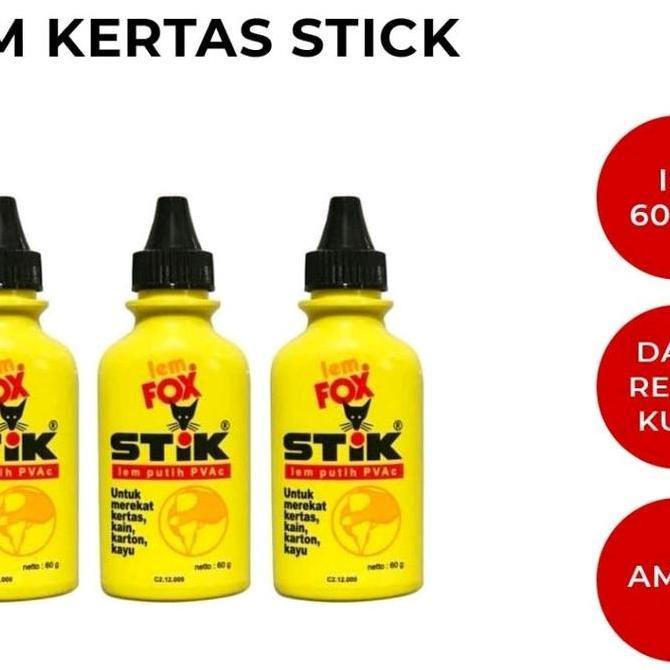 (Bisa Cod) Promo 1 Pcs Lem Fox Stik Lem Putih PVAC  60grm Lem Fox Stik Botol Kuning - Stationery