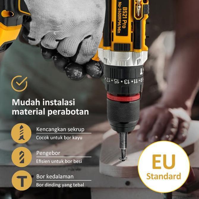 POPIC Mesin  Bor Baterai  Bor  Impact  Set  Bor  Listrik  Kotak  Peralatan  Multifungsi  Bor  Beton 