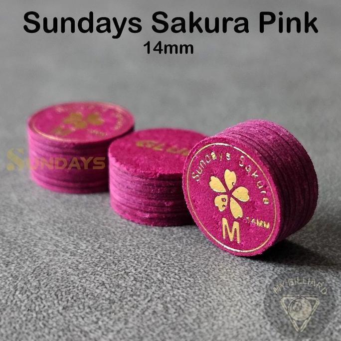 Cue Tip Sundays Sakura M Cue Tip 14mm Pink Billiard 8 Layers - Master Tip Stick Billiar Sunday