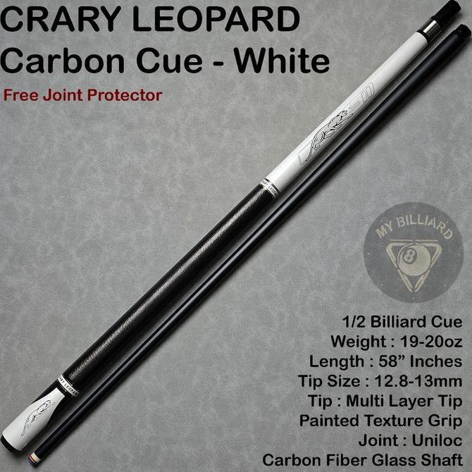 Stick Billiard Carbon Crary Leopard Cue Carbon Fiber Glass Graphite 13mm Black - Stik Billiar Karbon