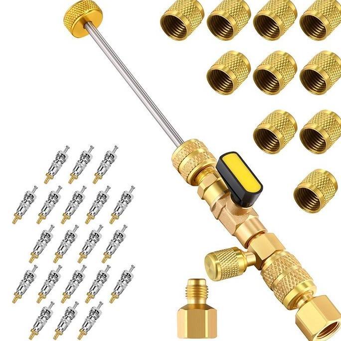 URB 32pcs/Set Valve Opener Value Alat Cabut Buka Pentil Ac Rumah Split Valve Core Remover R22 R32 R1