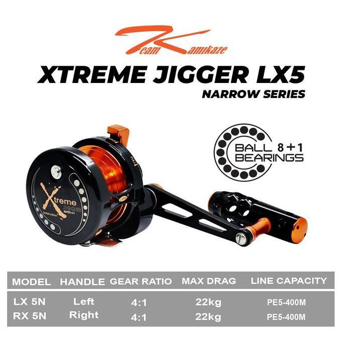 KAMIKAZE Reel Pancing Overhead Extreme Jigger Narrow Series RX5 - LX5 8+1BB Limited Edition Narrow O