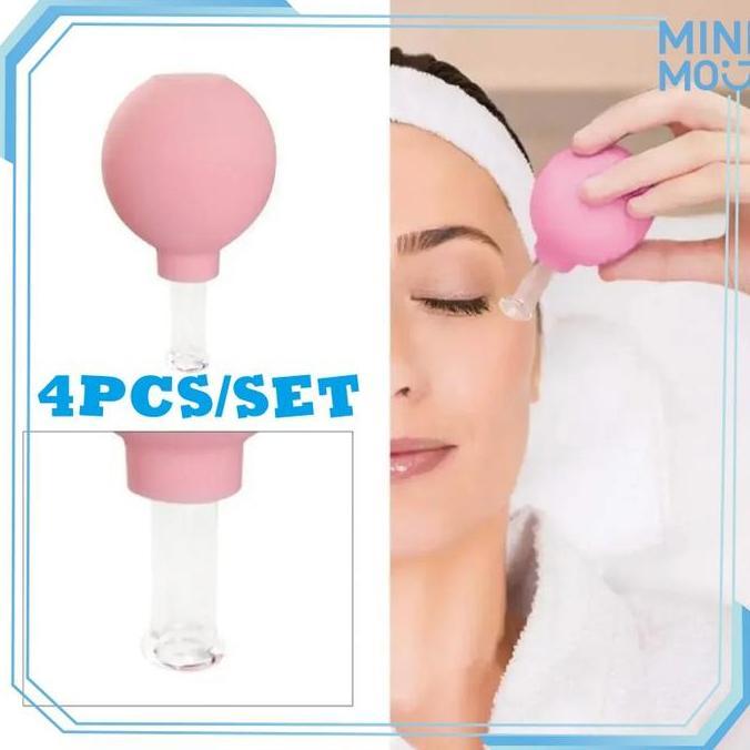 OVMIDEX Cupping Bekam Wajah 4PCS/Set Facial Vacuum Cup Kaca untuk Lifting Kulit Wajah Perawatan Waja