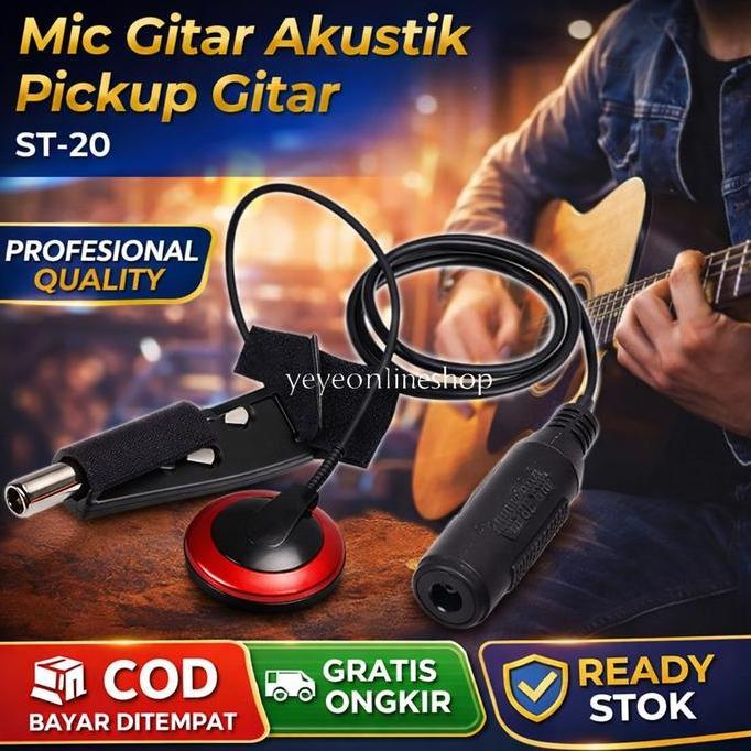 TELENIUM Mic Gitar Akustik Tempel Pickup Gitar Akustik ST-20 Merah Y3712