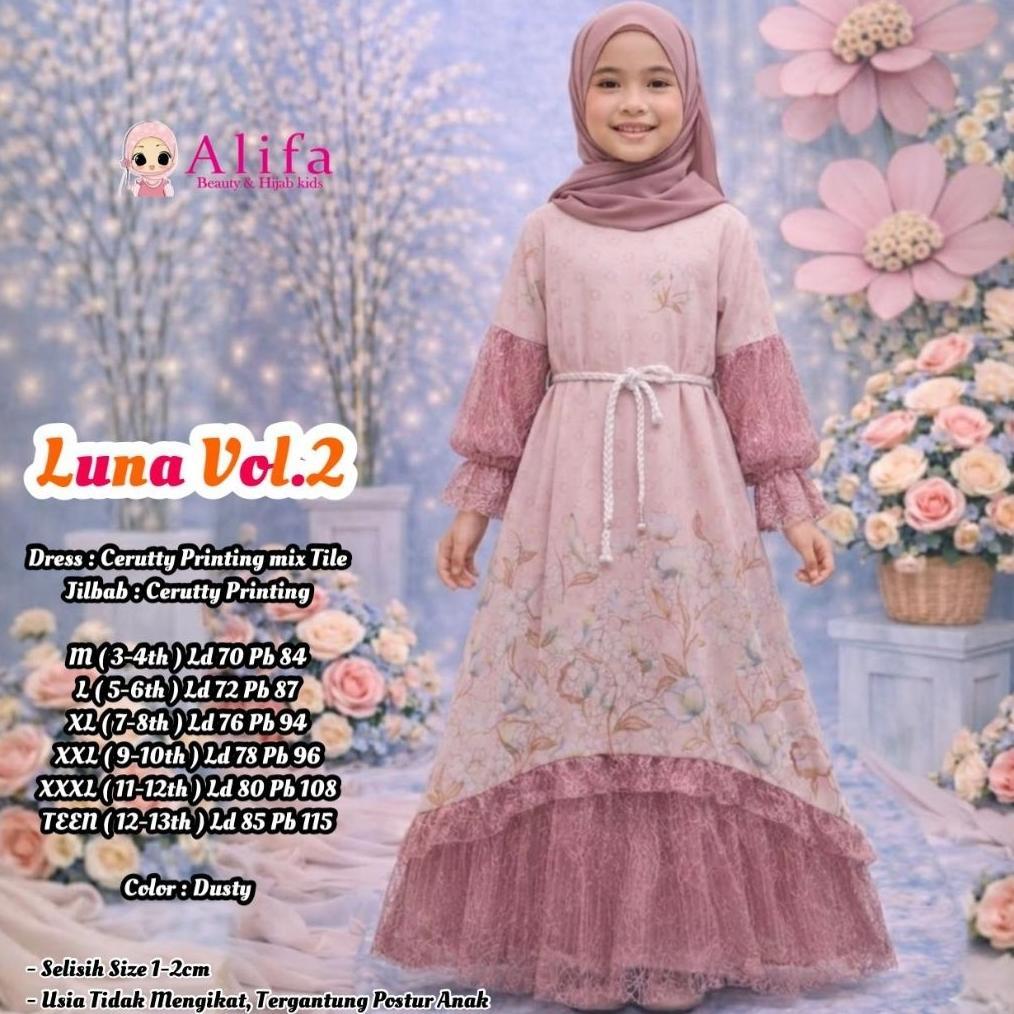 Value Pack Alifa Kids Maharani Kids Gamis Anak Bini Orang Ceruty Brukat Cantili Free Jilbab Binor Ba