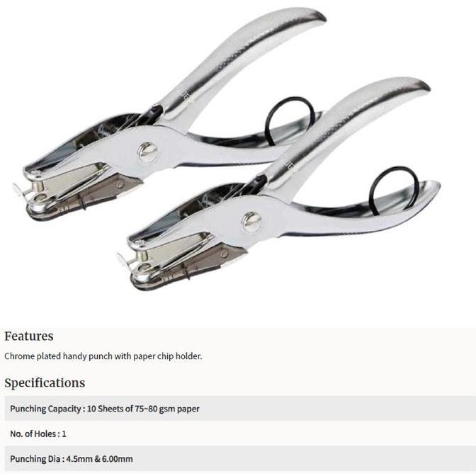 Ready One Hole Punch / Single Hole Punch / Pembolong Kertas 1 Lubang / Steel Hole Punch / Metal Hole