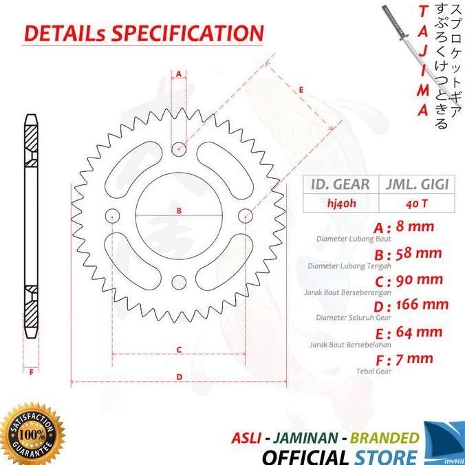 Gir Belakang / Gear Belakang 428-40T Honda Revo, Absolute, F1 TAJIMA