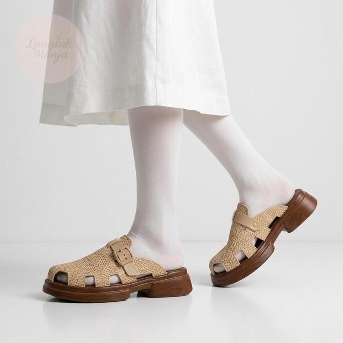 Sandal Slop Wanita Platfrom ZELIA Fisherman Mule Sol Eva Lentur & Anti Slip Premium