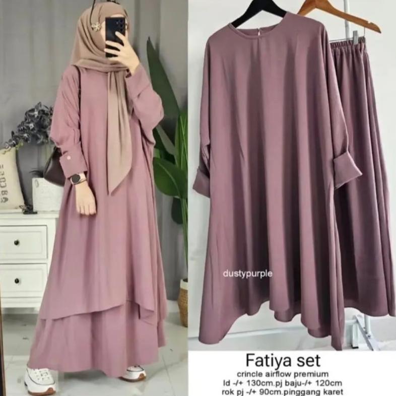 Produk Baru Gamis Fatiya Crincle Airflow Ld 110//Fatiya Longset Gamis Premium//Gamis Wanita Kekinian