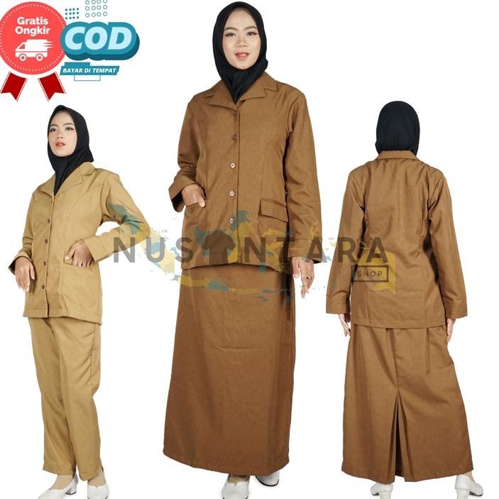 Termurah Seragam Pns Wanita Seragam Pdh Wanita Warna Keki Bawahan Rok Dan Celana Model Kemeja Saku B