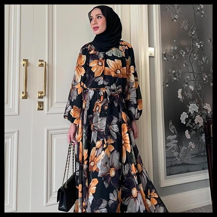 Best Seller Ii Gonegani Official - Maxi Dress Flowly Motif Bunga Scarlet Bloom Dress
