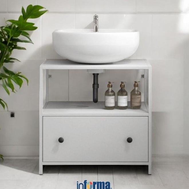 Informa Sierra Kabinet Dengan Laci Penyimpanan Putih Vanity Tempat Sabun Wastafel Rak Kamar Mandi