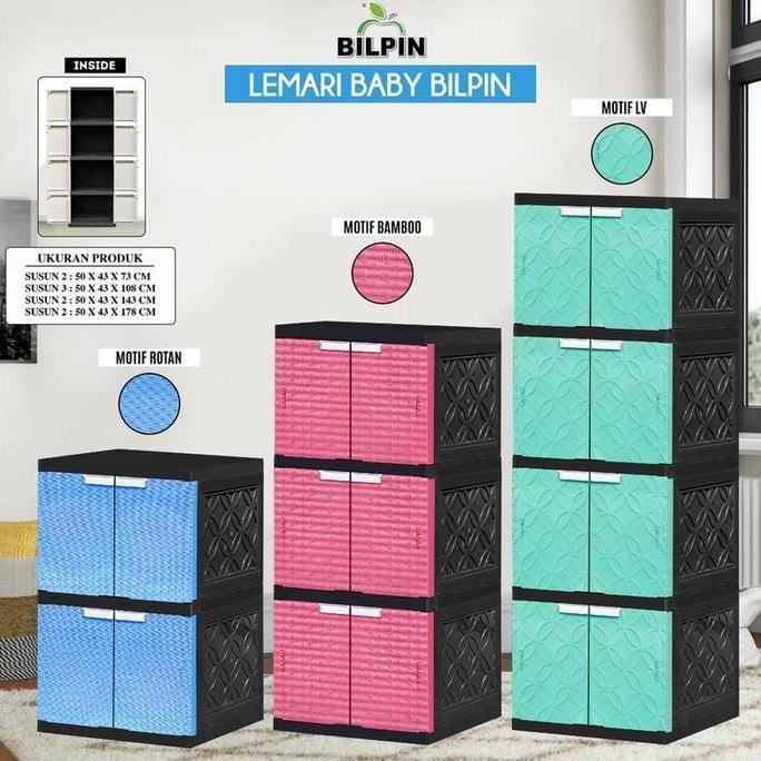 Akako - Lemari Pakaian Plastik 2 Pintu Akako Baby Bilpin Susun 2