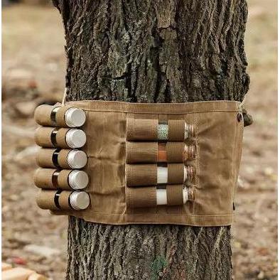 (Ready) Tas Bumbu Canvas Wax Bag Camping Outdoor Include Bottle Bushcraft Fold