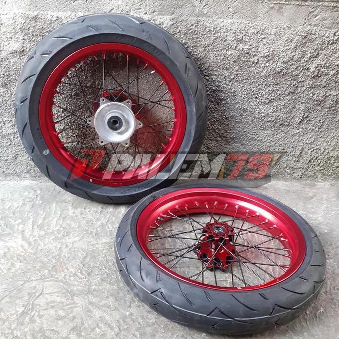 Ready Wheelset Merah CRF 150 Supermoto Ban Corsa CRF150 Velg Expedition RED murah