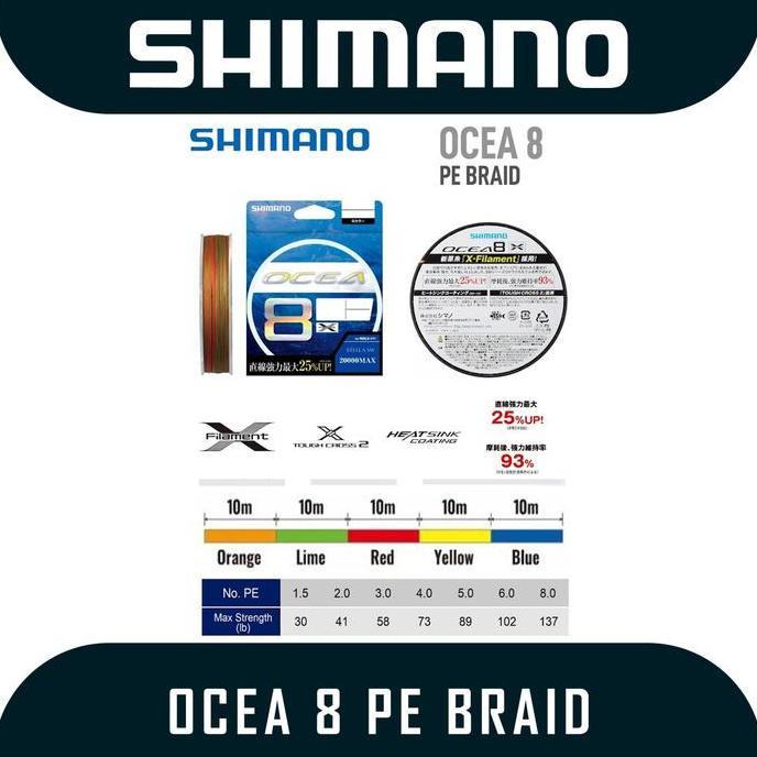 TERMURAH - Senar Pancing PE Merk Shimano Ocea 8 Premium 400m