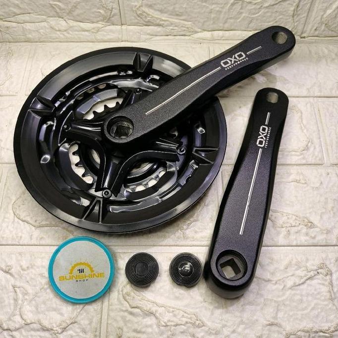 Crank 3 Speed OXO CW49 Alloy 42T/34T/24T Gir Tengah Piringan Tumpuk Susun Sepeda MTB Federal As Teng