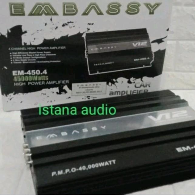 Power Mobil Embassy EM-450.4 Channel Mosfet Tenaga Badak EMBASSY 450 Amplifier 40000watt