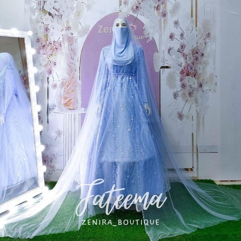 Diskon Wedding Dress Fateema Set Gaun Pengantin Muslimah Syari Mewah Elegant Free Veil Pasmina Cadar
