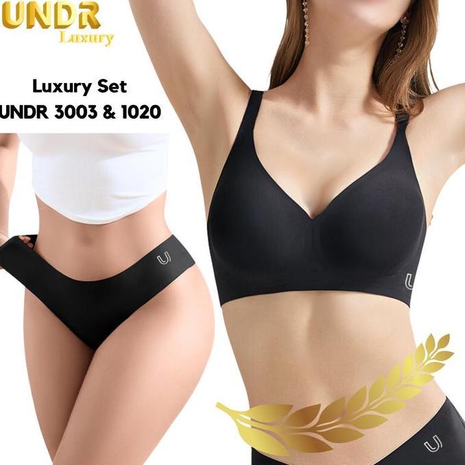 UNDR Set Pakaian Dalam Seamless Wanita Luxury 1 Set Bra & Celana Dalam  Perempuan Quality Anti Jepla