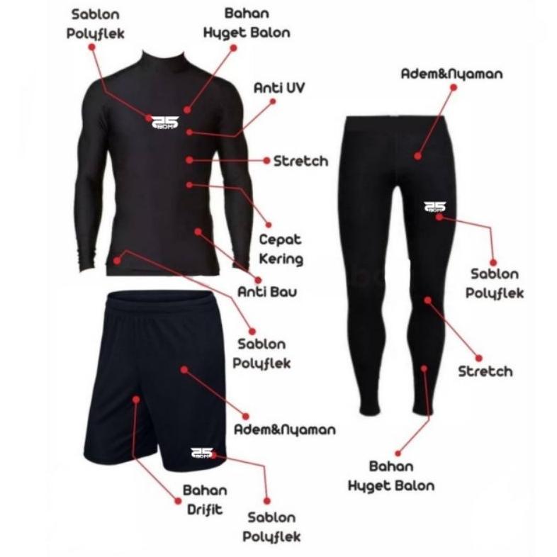 NEW DEALS Baju olahraga pria wanita stelan manset badan lengan panjang leging laging sport celana pe