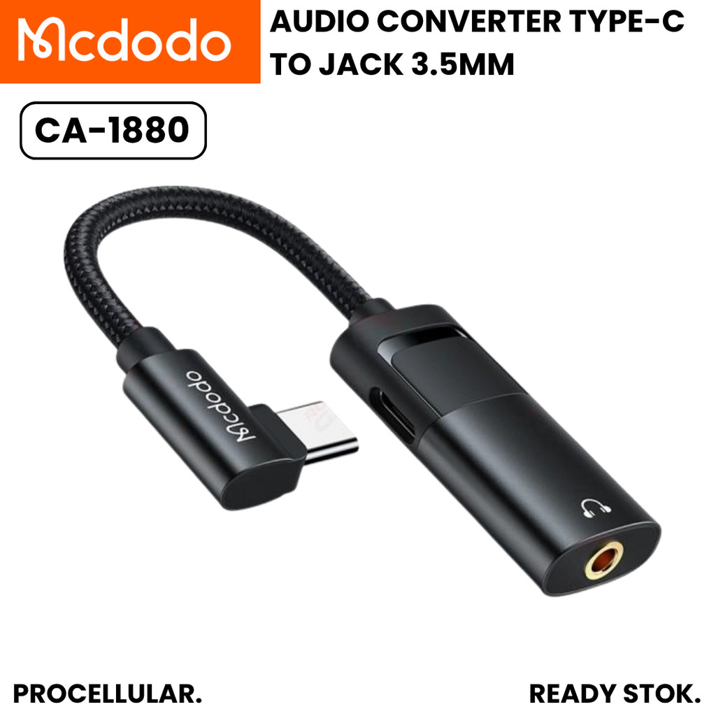 Mcdodo Audio Adapter Splitter Type C to 3.5mm + Type C DAC Mic CA-1880