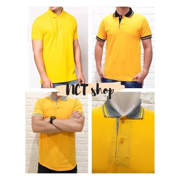 Poloshirt Kuning / Kaos Kerah Polos Kombinasi