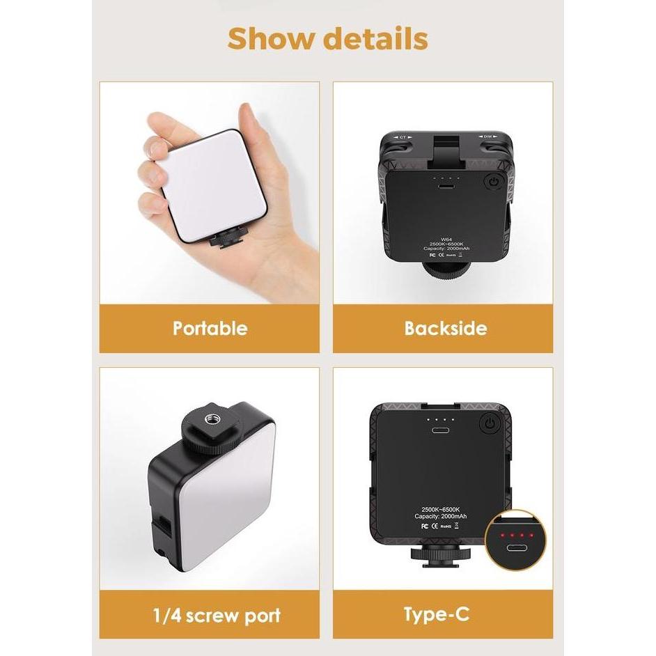 Rechargeable mini portable VLOG led camera phone lights video + TRIPOD