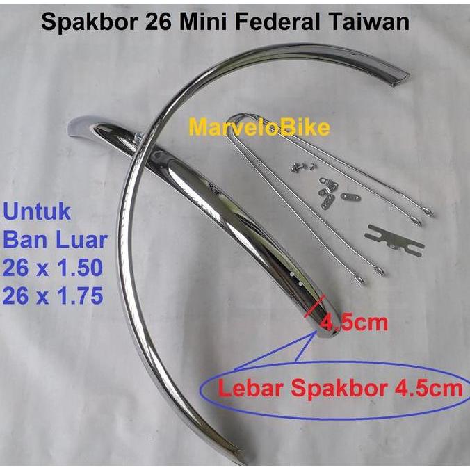 Spakbor Fender sepeda MTB 26 Turing 26 Mini Federal Taiwan
