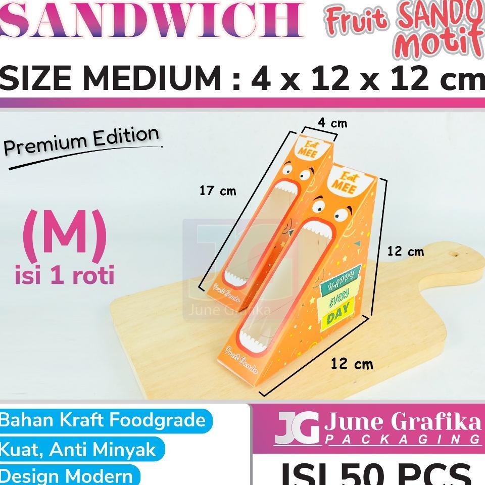 (Isi 50Pcs) Kemasan / Box Sandwich / Packaging Kraft Sandwich / Kotak Roti Kraft / Mika Segita Sandw
