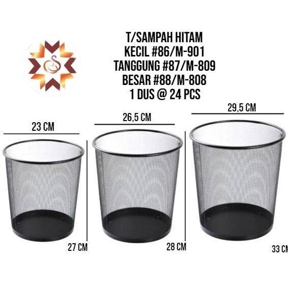 Keranjang Sampah Hitam Besar/ Tempat Sampah Jaring Besi/ Tong Sampah Kawat
