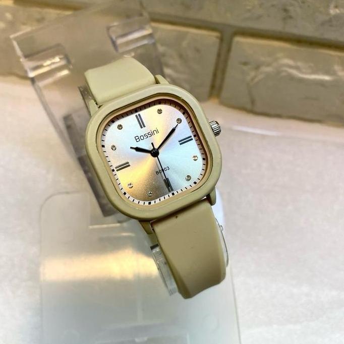 FASHION,,Jam Tangan Cewe ABG/Remaja/Dewasa BOSSINI Karet Warna Petak
