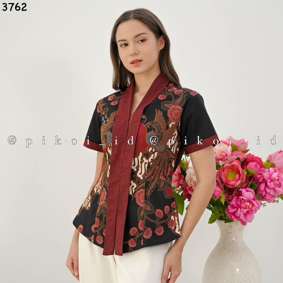 Baju Batik Wanita / Atasan Batik Cewek / Seragam Batik Kantor / Blouse Katun Batik Modern 292 Pendek