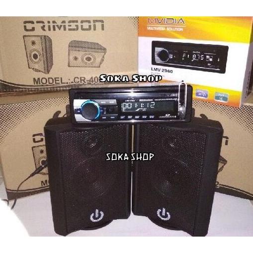 ZYL Paket Audio Mobil Tape MVIDIA Dan Speaker Box Crimson 4" / 402