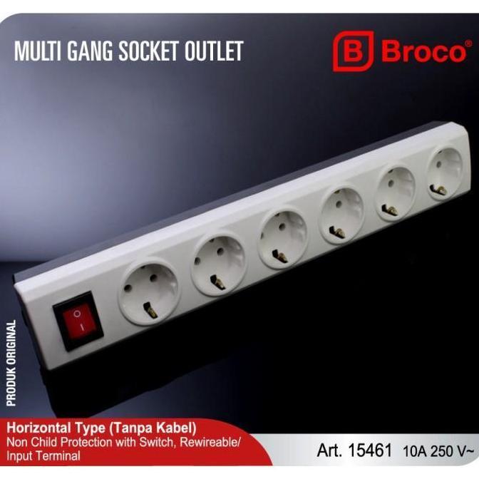 Bijuli- Broco Stop Kontak 6 Lubang Non Cp 15461 + Switch Lamp