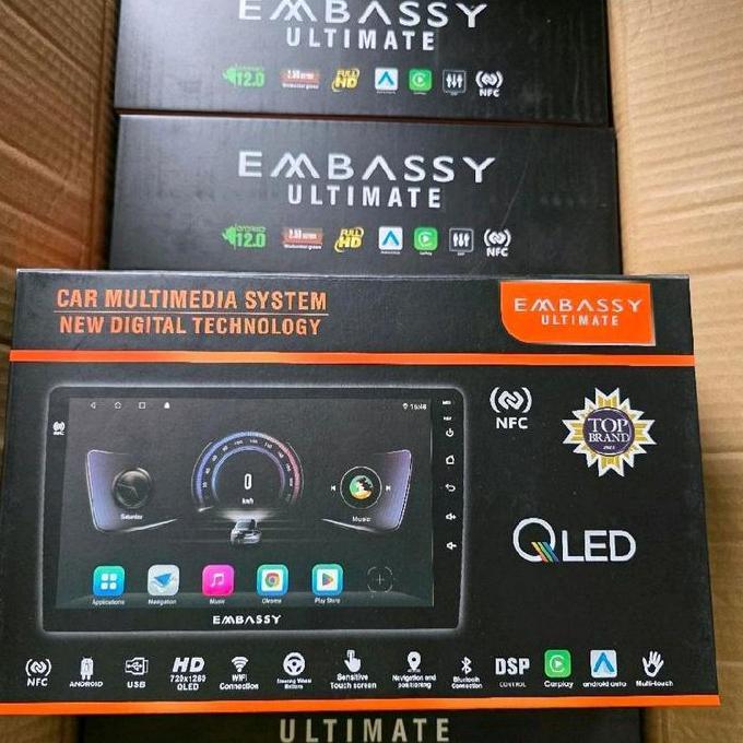Head Unit Android 9 Inch Embassy Ultimate Gemini Layar Qled Carplay NFC