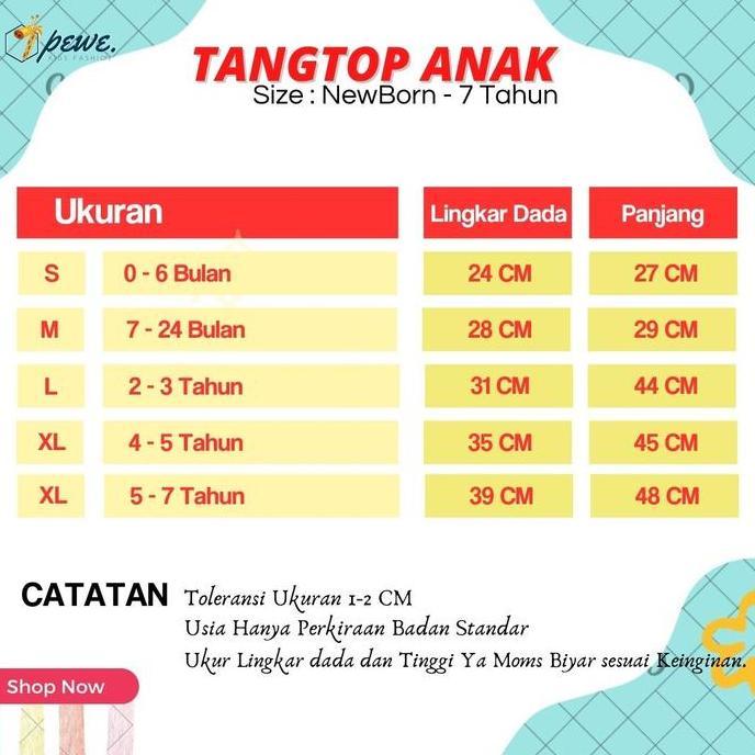 6 Pcs Singlet Anak Perempuan Warna / tantop anak lusinan Pewe/Tantop anak umur 4-5 Tahun / tentop an