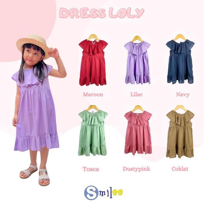 Smilee Loly Mix - Dress Anak Perempuan Rayon 1-5 th Gaun Cewek Bayi Katun Lengan Nyaman & Cantik Tun