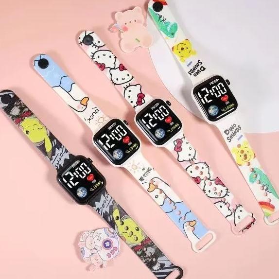 VALUE PACK Jam Tangan Anak LED Kotak Karakter Lucu Anti Air