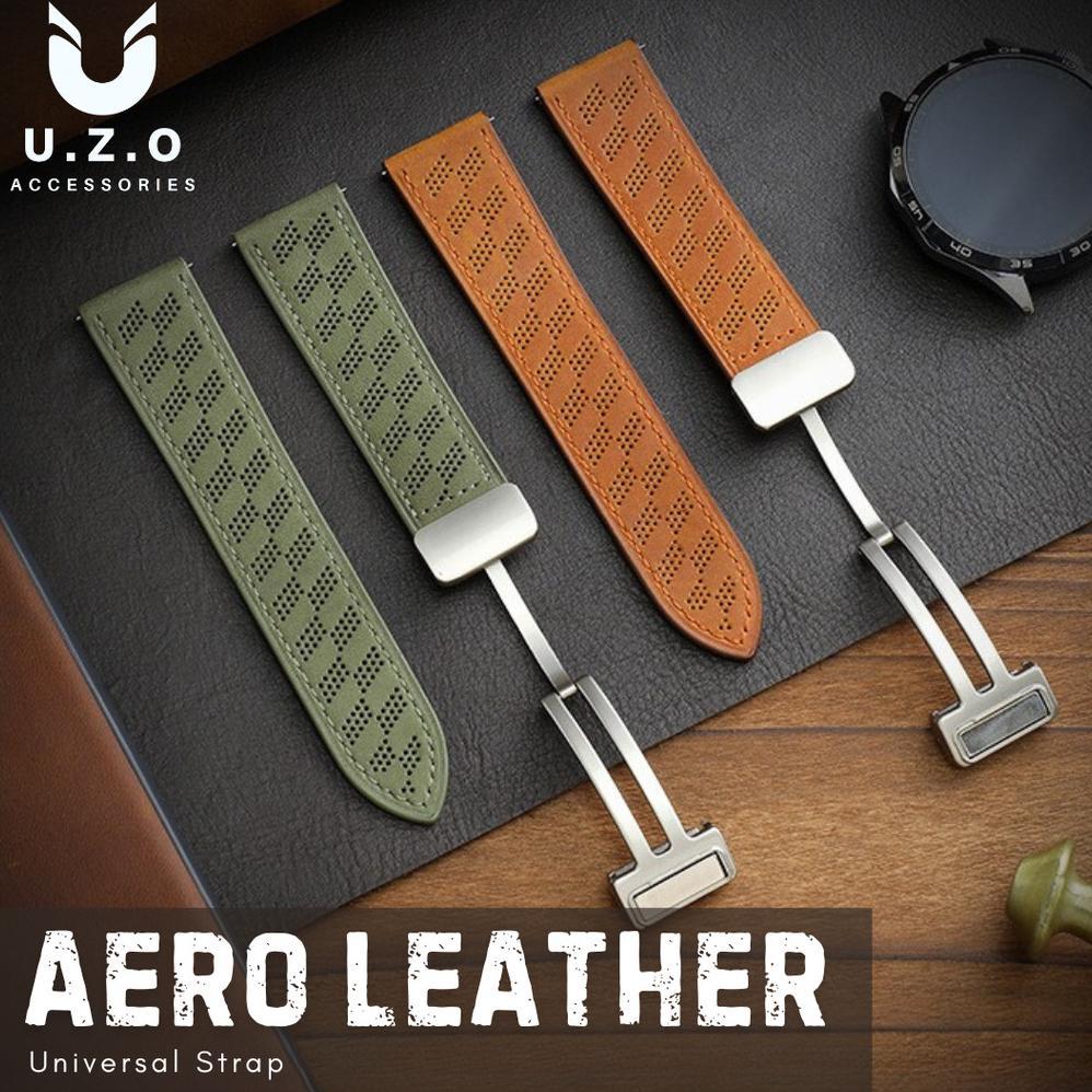 Strap Samsung Huawei Amazfit Garmin Watch Leather Aero Tali Jam Kulit UZO