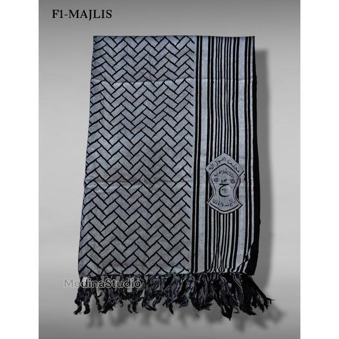 Rotazione- Terbaru Sorban Hitam Motif Khasmir Warna Hitam Logo Nu Trompah Batik Dewasa Pria Selendan