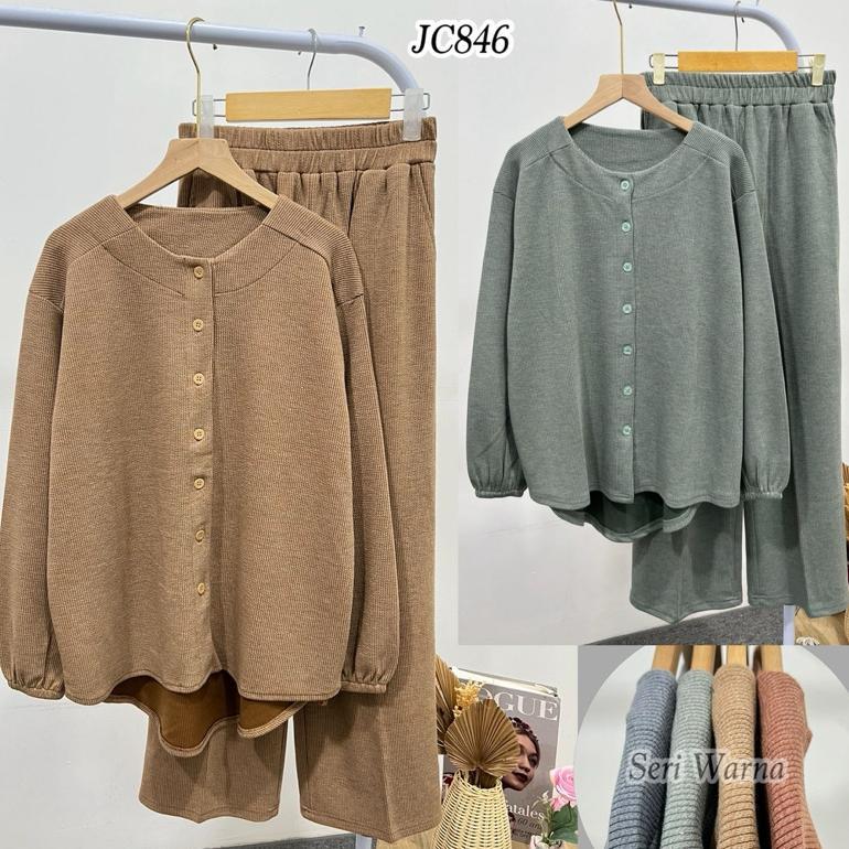 100% aman like&buy oneset aurel stelan knit busui frendly || set rok busui knit