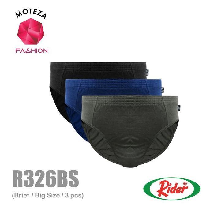 NEW CELANA DALAM UNDERWEAR BRIEF PRIA - RIDER R 326 BS - BIG SIZE JUMBO NYAMAN SEAMLESS BOXER HITAM 