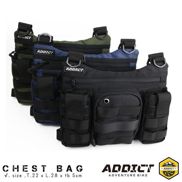 tas sepeda dan motor chest bag tactical rig bag tas dada addict premium Pria Motorcycle